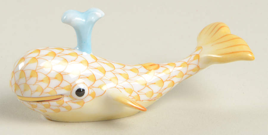 Sea Marine Animals Baby Whale W/Spout-Butterscotch - No Box by Herend-1