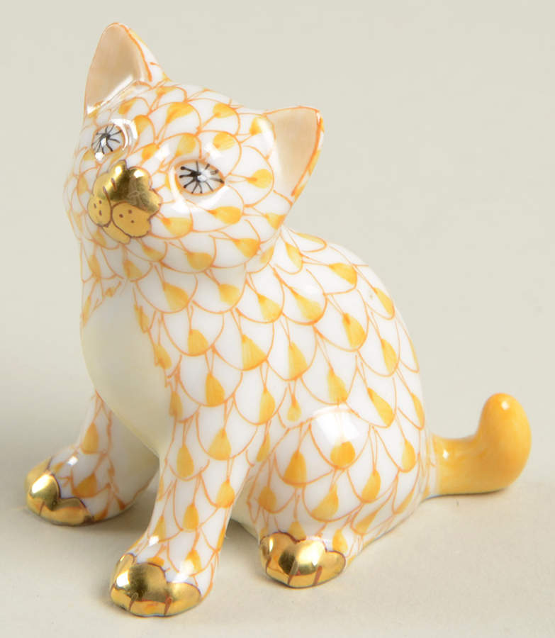 Cats Sitting Kitty-Butterscotch - No Box by Herend-1