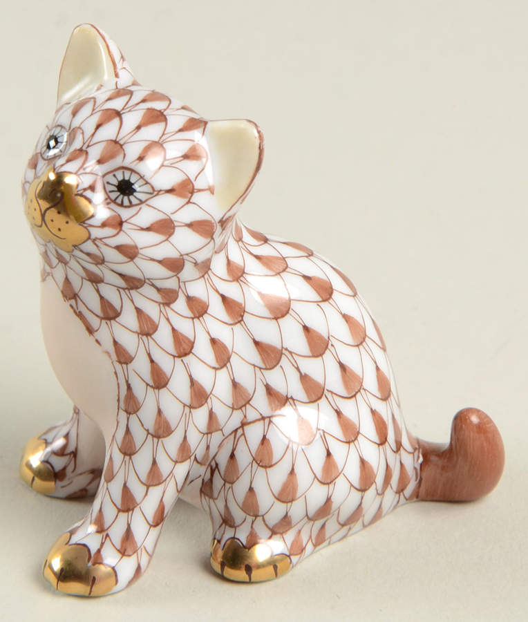 Cats Sitting Kitty-Chocolate - No Box by Herend-1