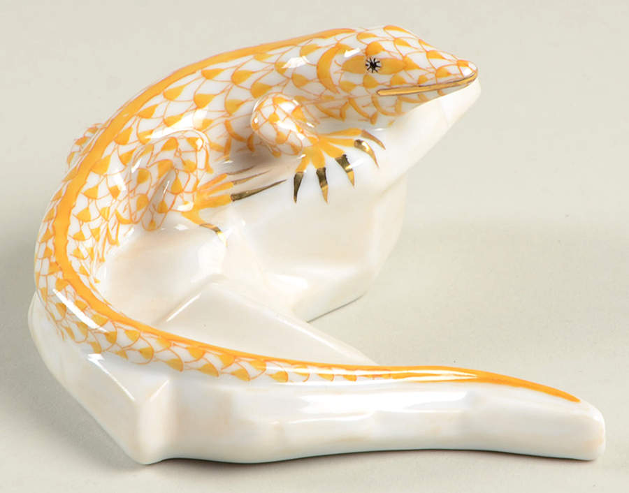 Reptiles-Snakes Lizard-Butterscotch - No Box by Herend-1