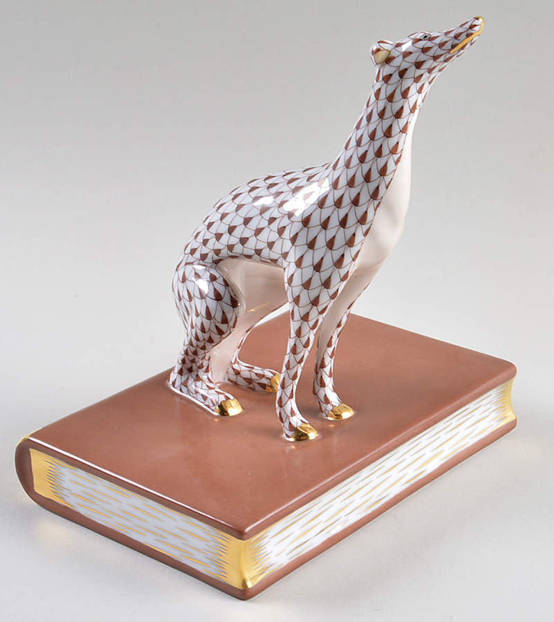 Bookends Greyhound-Chocolate/Left - No Box by Herend-1