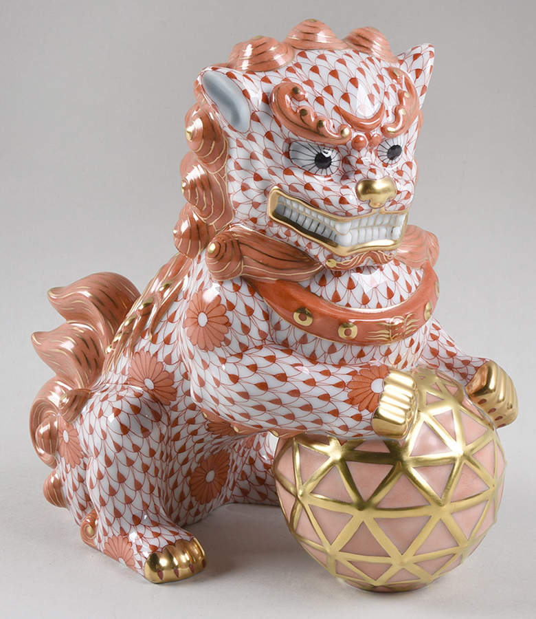 Asian Foo Dog Looking Right-Rust - Boxed by Herend-1