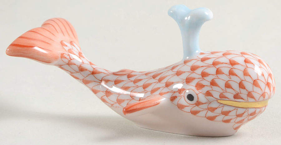 Sea Marine Animals Baby Whale W/Spout-Rust - No Box by Herend-1