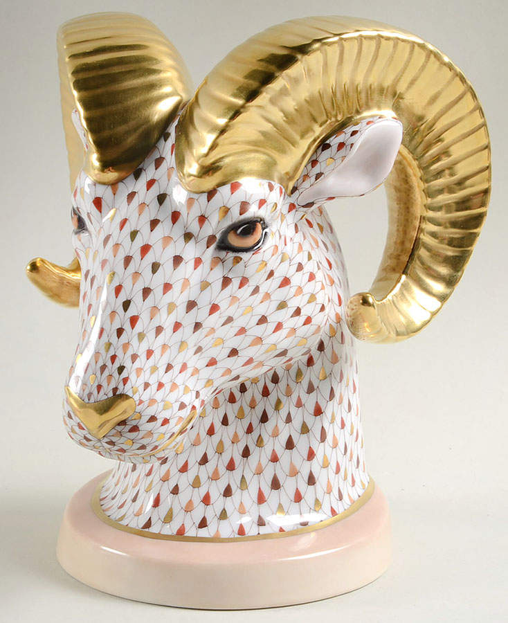Rams Ram Bust-Mosaic - Boxed by Herend-1