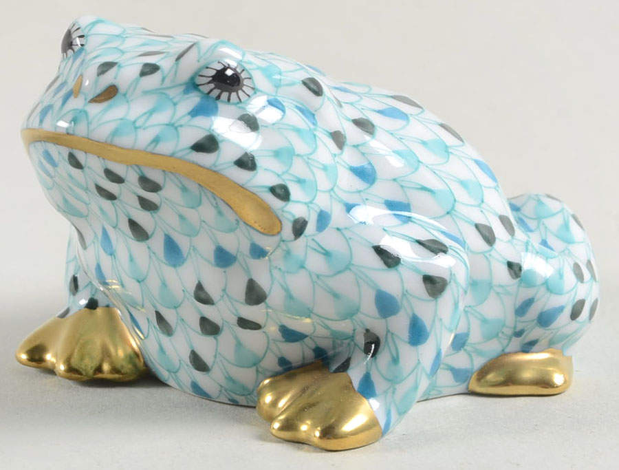 Frogs Frog-Blue Mosaic - No Box by Herend-1
