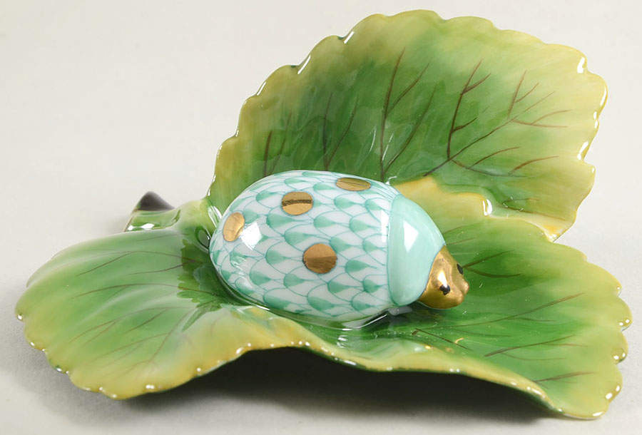 Bugs & Friends Ladybug On Leaf-Green - No Box by Herend-1