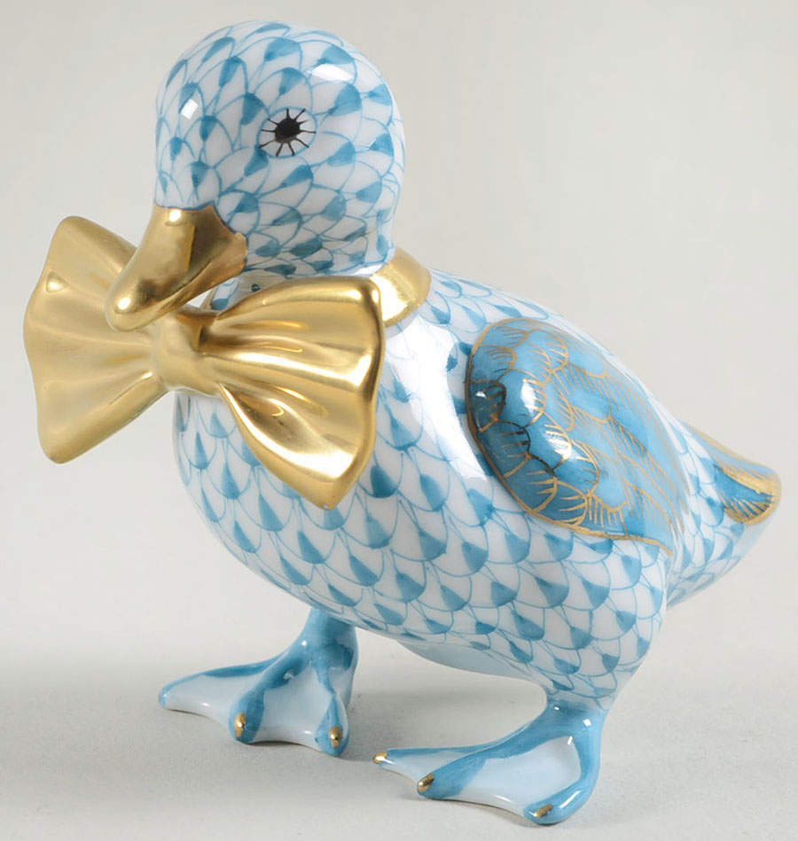 Ducks Dashing Duckling-Turquoise - No Box by Herend-1