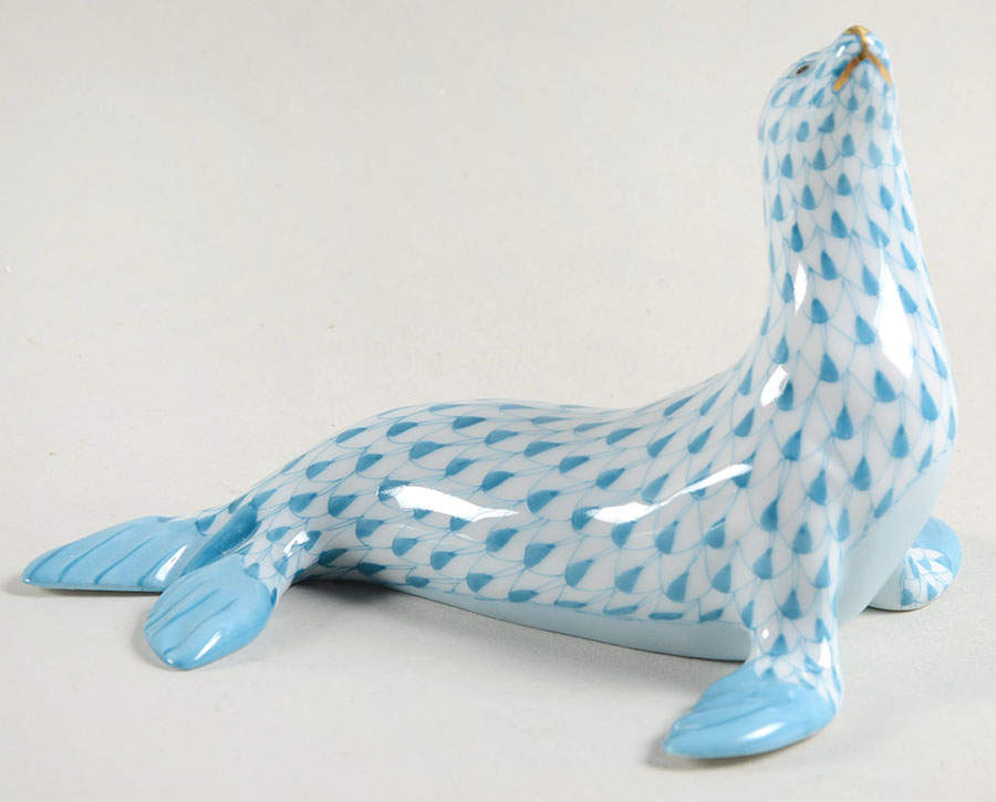 Sea Marine Animals Sea Lion-Turquoise - No Box by Herend-1