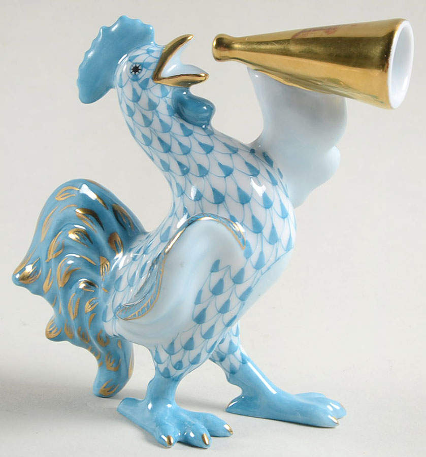 Roosters Crowing Rooster-Turquoise - No Box by Herend-1
