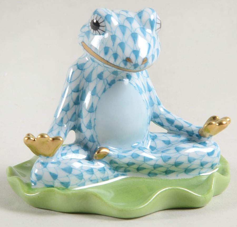 Frogs Yoga Frog-Turquoise - No Box by Herend-1