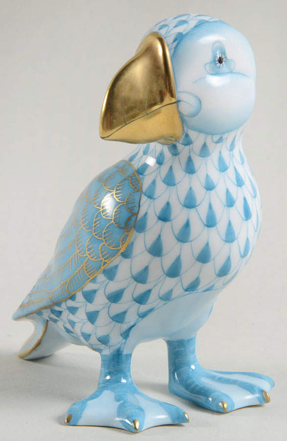 Birds Puffin-Turquoise - No Box by Herend-1