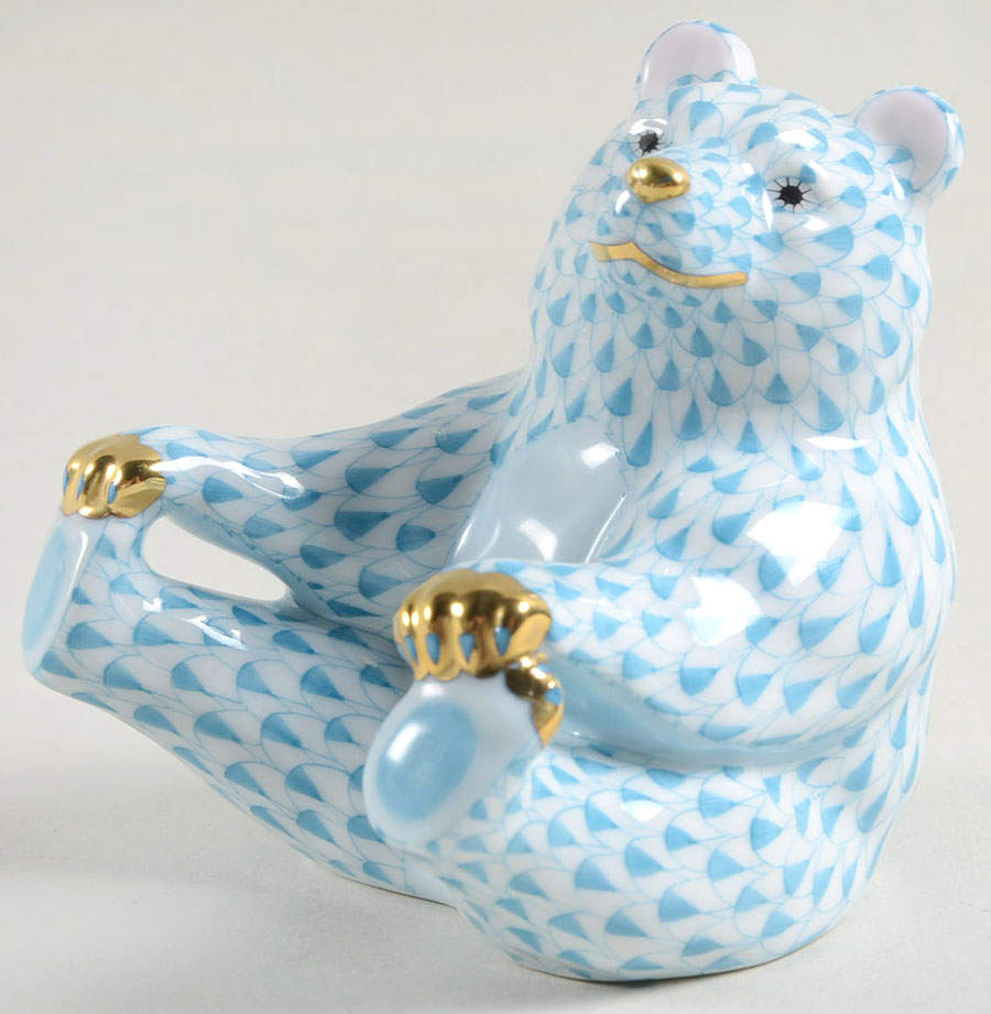 Bears Playing Footsie-Turquoise - No Box by Herend-1