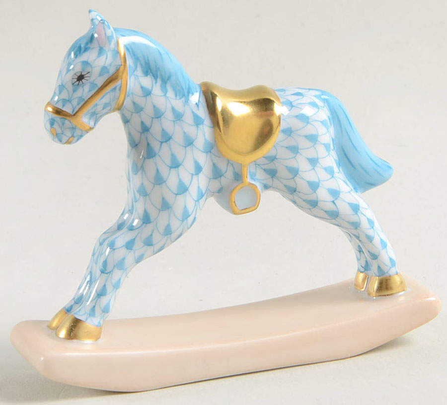 Childrens's Gifts & Toys Rocking Horse-Turquoise - No Box by Herend-1