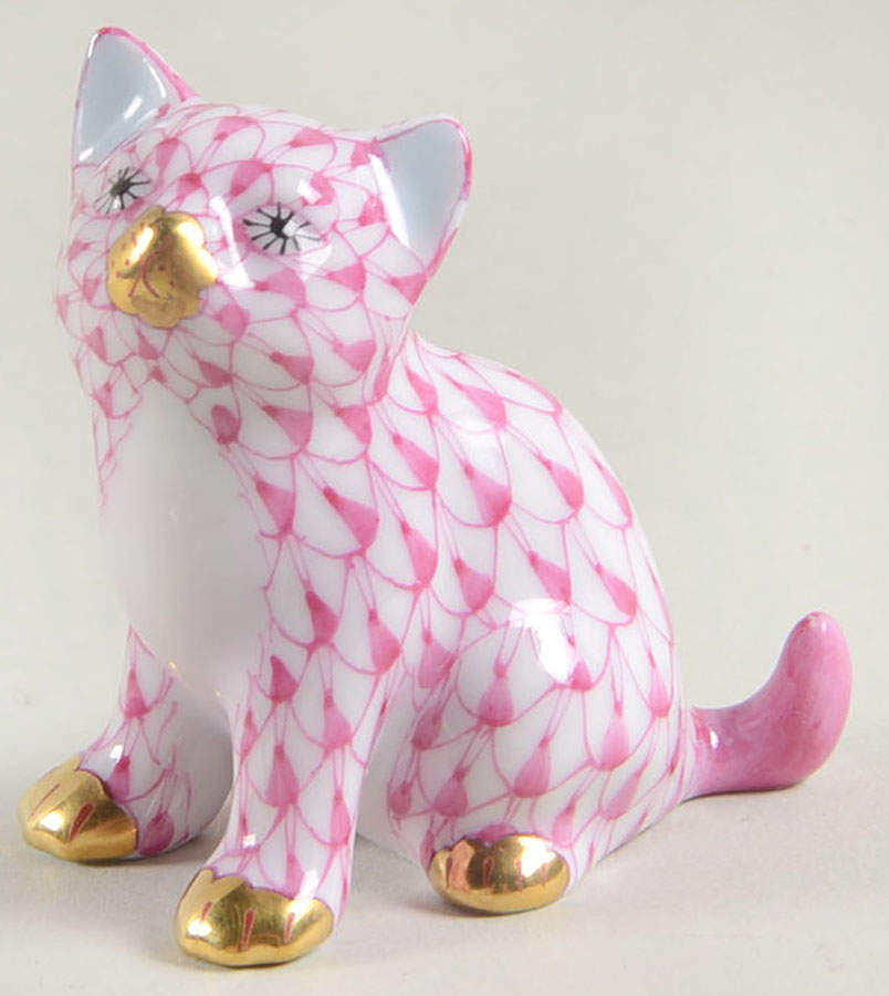 Cats Sitting Kitty-Raspberry - No Box by Herend-1
