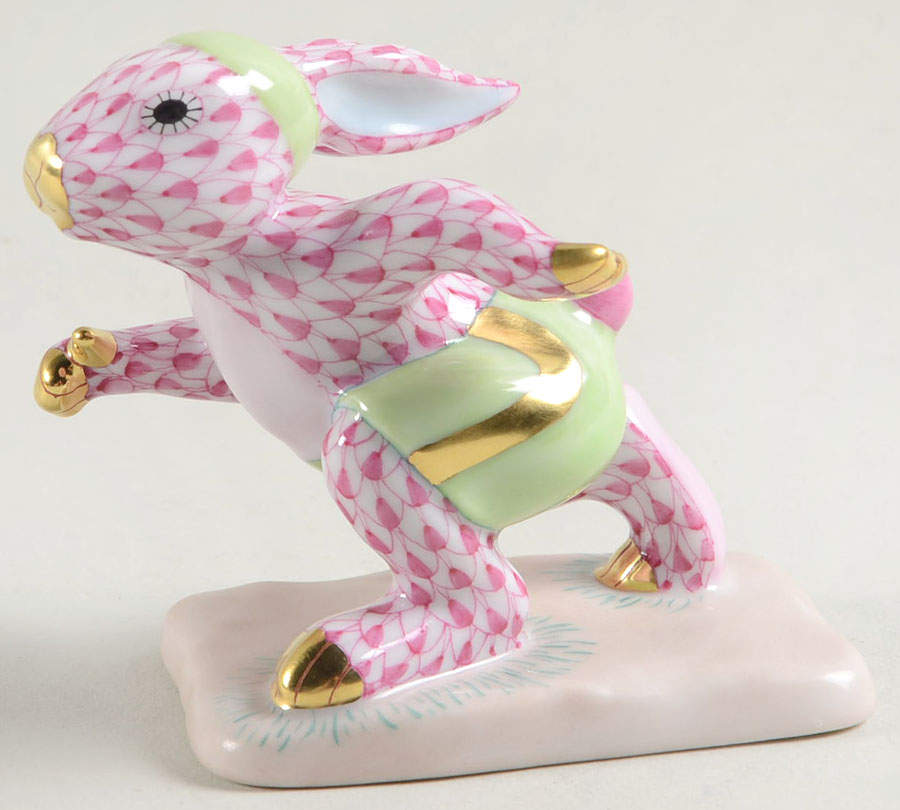 Rabbits-Bunnies (Sports) Running Bunny-Raspberry - No Box by Herend-1