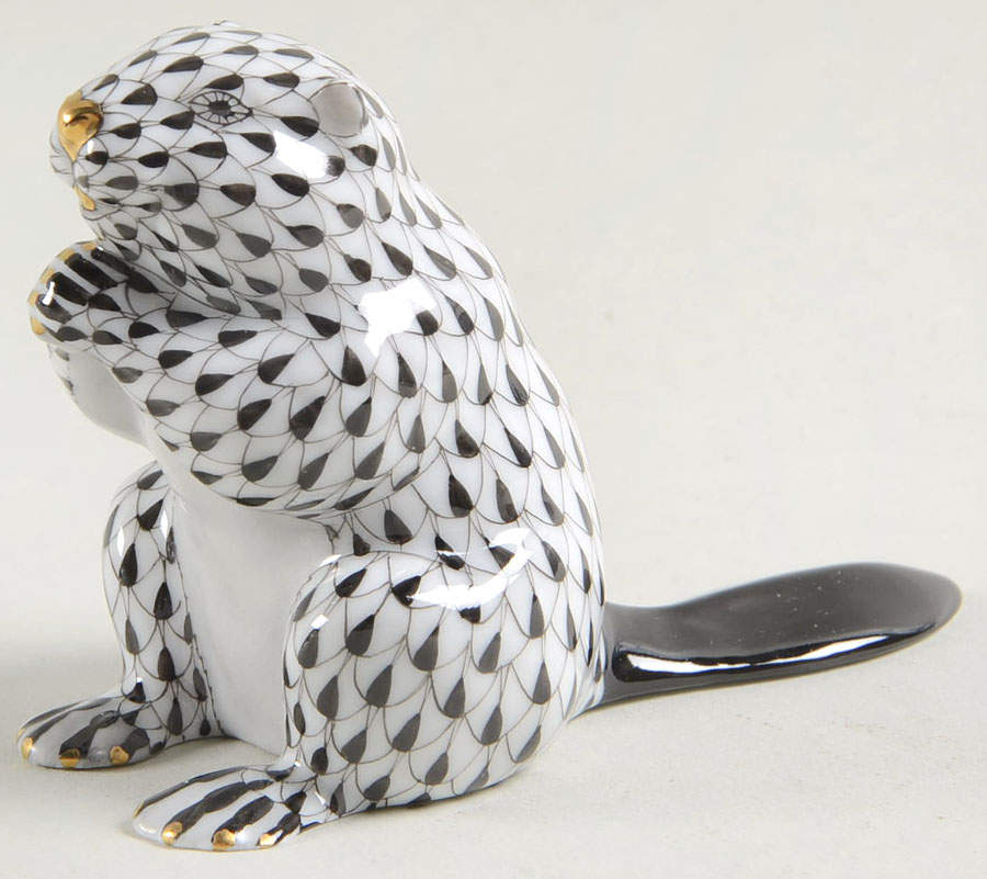 Rodents Small Beaver-Black - No Box by Herend-1