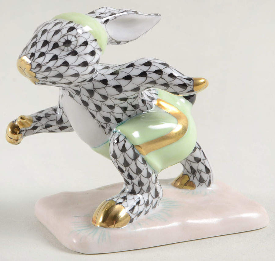 Rabbits-Bunnies (Sports) Running Bunny-Black - No Box by Herend-1