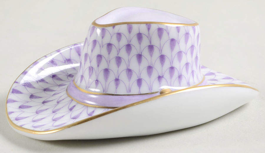 Manmade Objects Cowboy Hat-Lilac - No Box by Herend-1