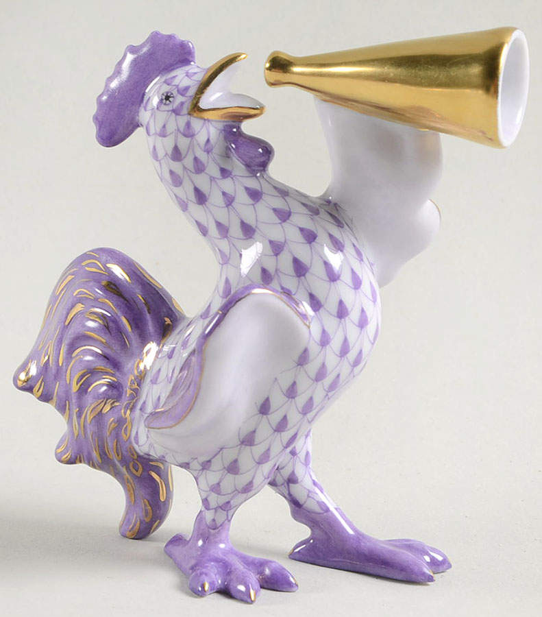 Roosters Crowing Rooster-Lilac - No Box by Herend-1