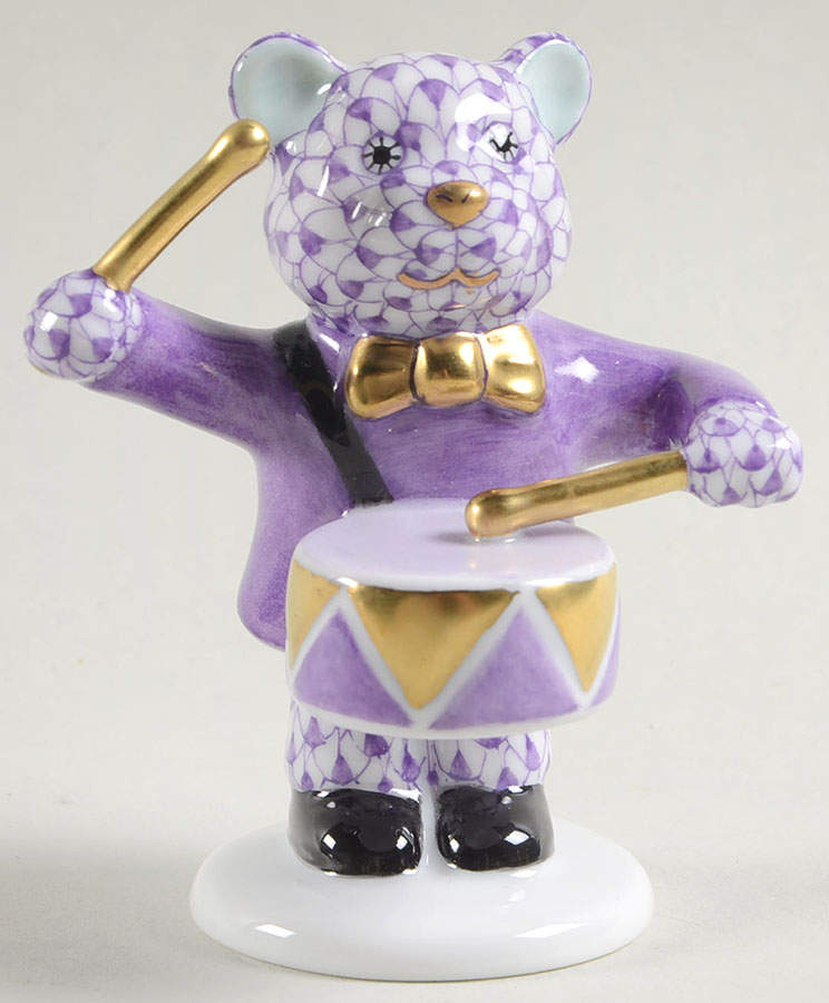 Childrens's Gifts & Toys Little Drummer Bear-Lilac - No Box by Herend-1