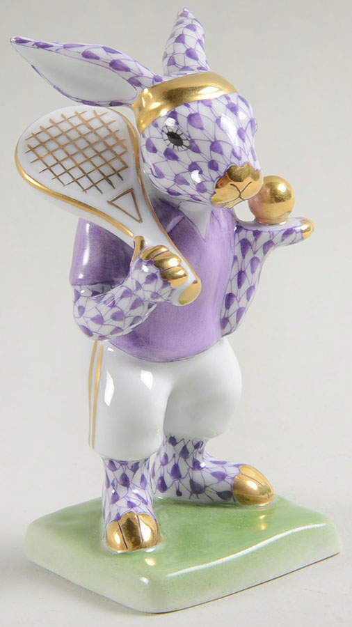 Rabbits-Bunnies (Sports) Tennis Bunny-Lilac - No Box by Herend-1