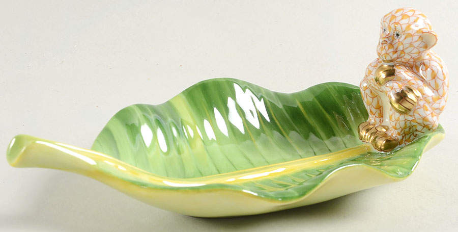 Monkeys Monkey On Banana Leaf-Butterscotch - No Box by Herend-1