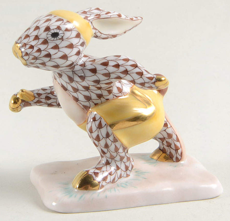 Rabbits-Bunnies (Sports) Running Bunny-Chocolate - No Box by Herend-1
