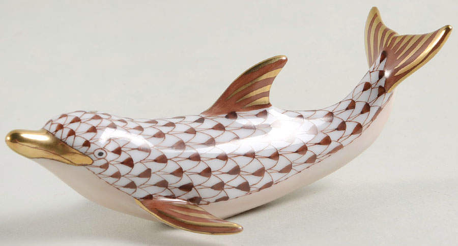 Dolphins Playful Dolphin-Chocolate - No Box by Herend-1