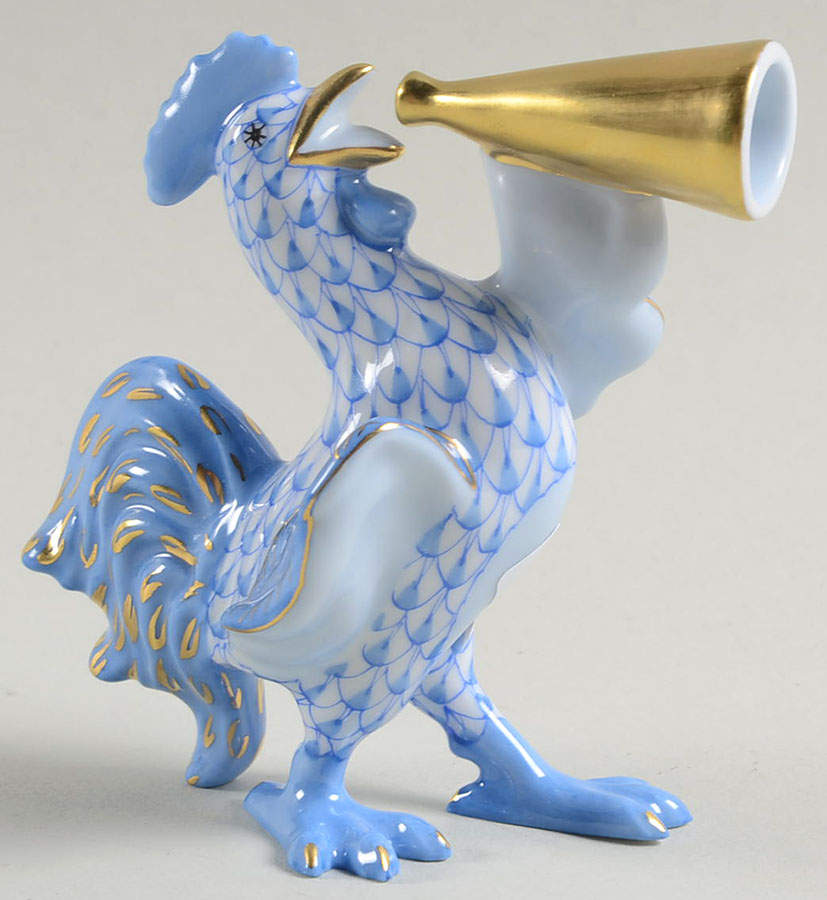 Roosters Crowing Rooster-Blue - No Box by Herend-1