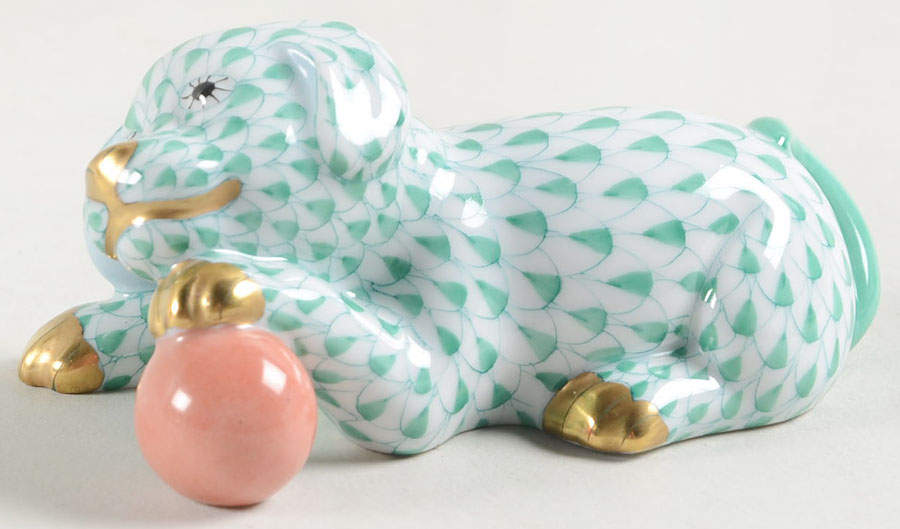 Dogs Puppy-Green - No Box by Herend-1