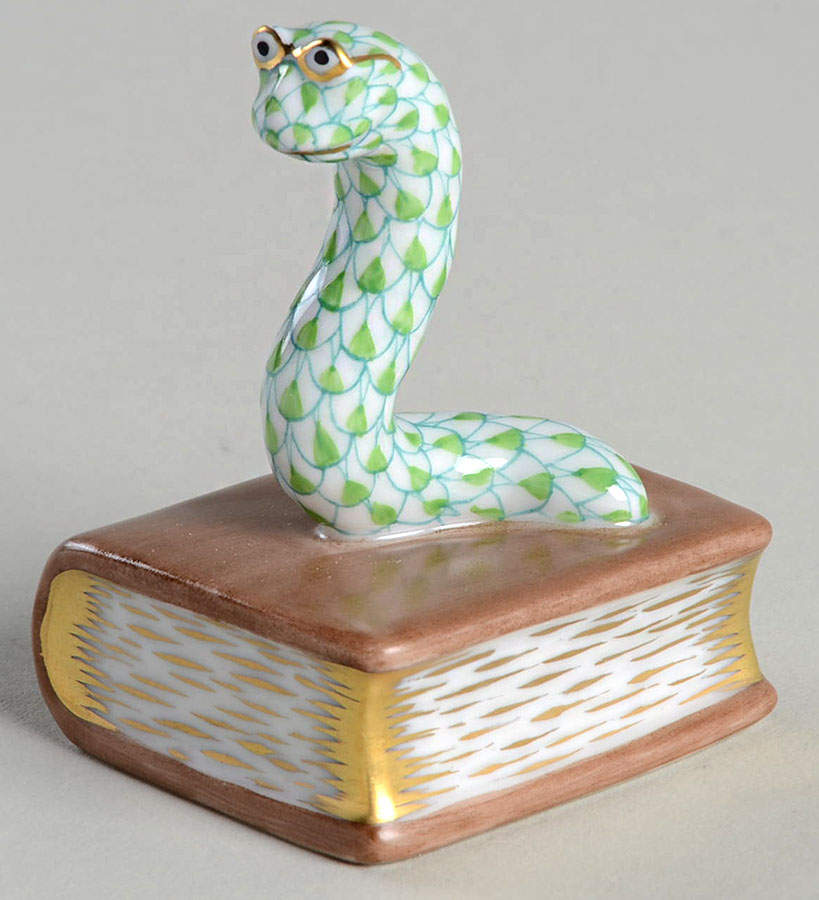 Bugs & Friends Bookworm-Key Lime - No Box by Herend-1