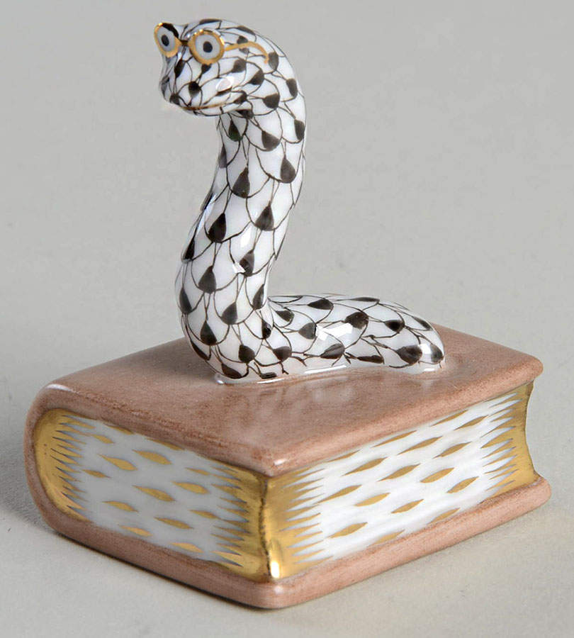 Bugs & Friends Bookworm-Black - No Box by Herend-1