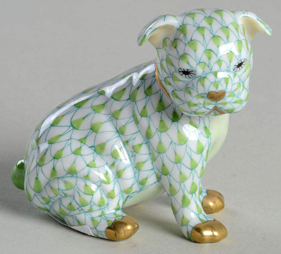 Dogs Bulldog Puppy-Key Lime - No Box by Herend-1