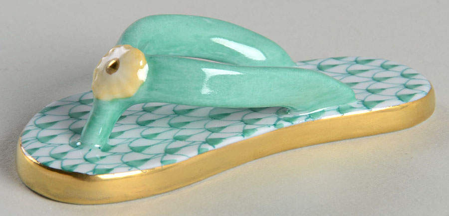 Manmade Objects Flip Flop-Green - No Box by Herend-1