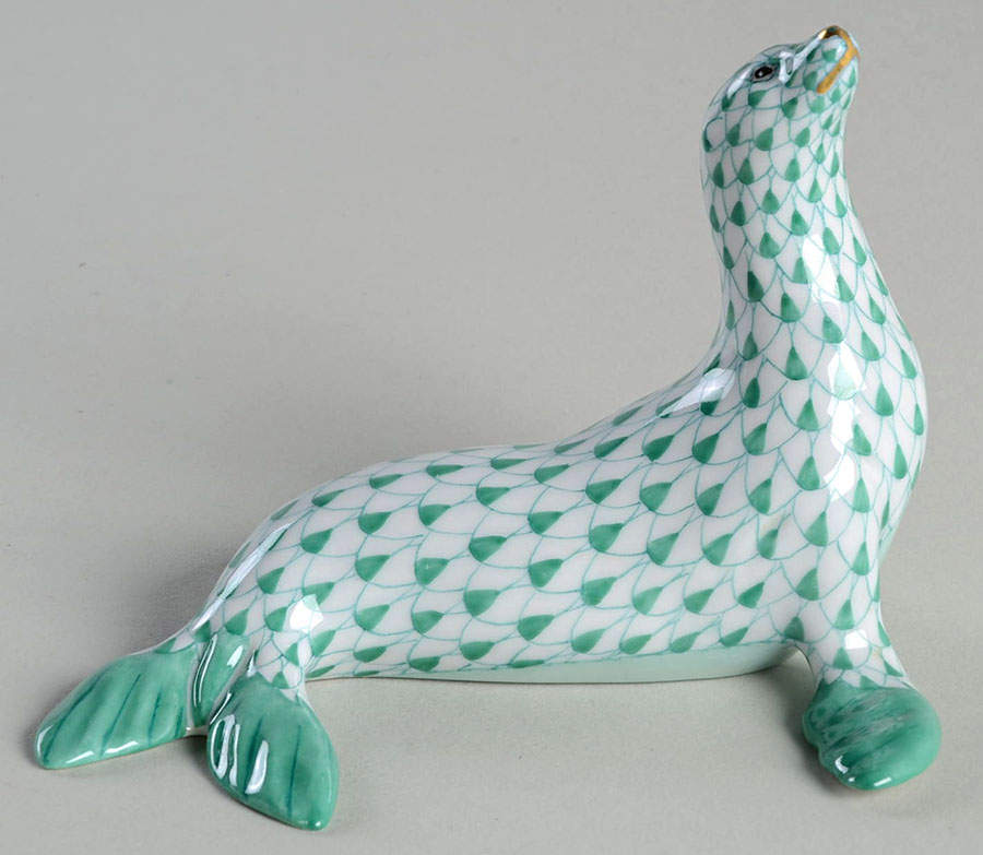 Sea Marine Animals Sea Lion-Green - No Box by Herend-1