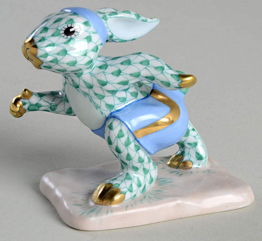 Rabbits-Bunnies (Sports) Running Bunny-Green - No Box by Herend-1