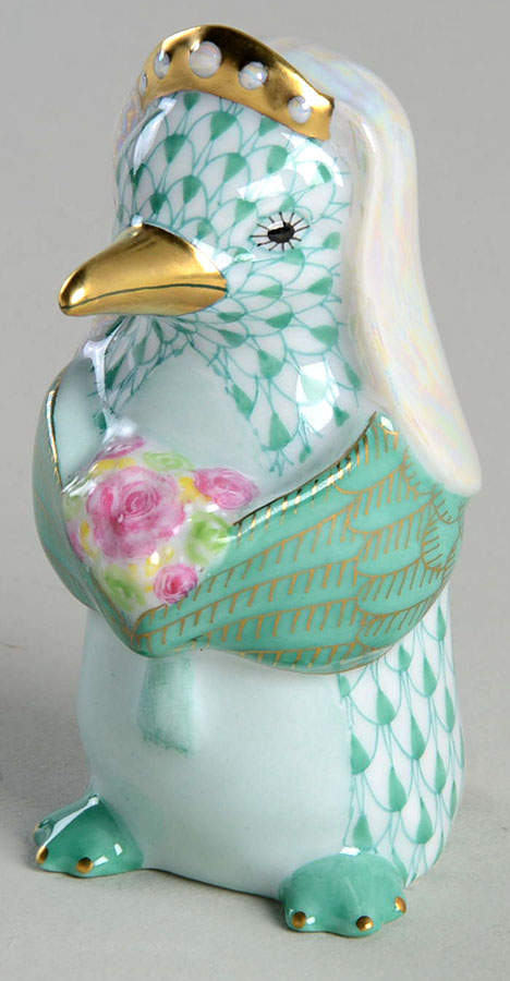 Waterfowl Penguin Bride-Green - No Box by Herend-1