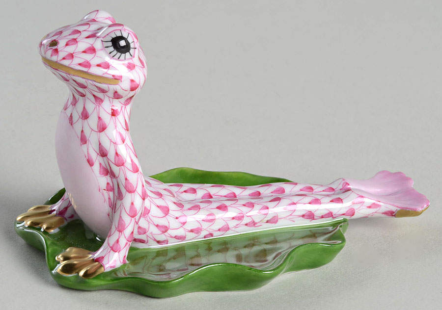 Frogs Yoga Frog In Cobra Pose-Raspberry - No Box by Herend-1