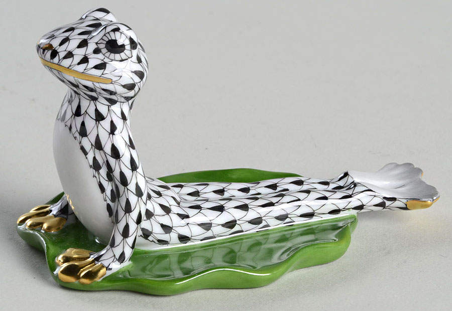 Frogs Yoga Frog In Cobra Pose-Black - No Box by Herend-1