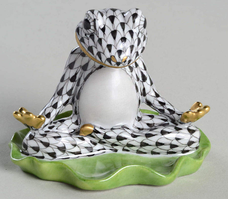 Frogs Yoga Frog-Black - No Box by Herend-1