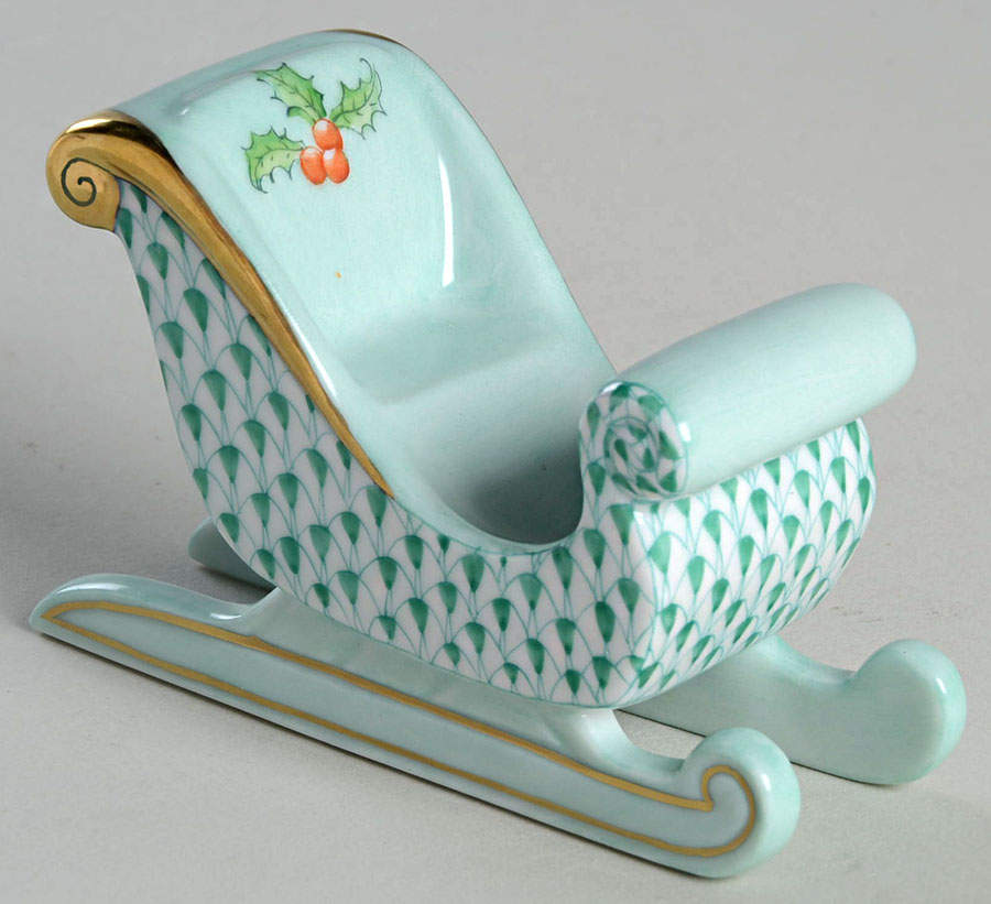 Childrens's Gifts & Toys Sleigh-Green - No Box by Herend-1