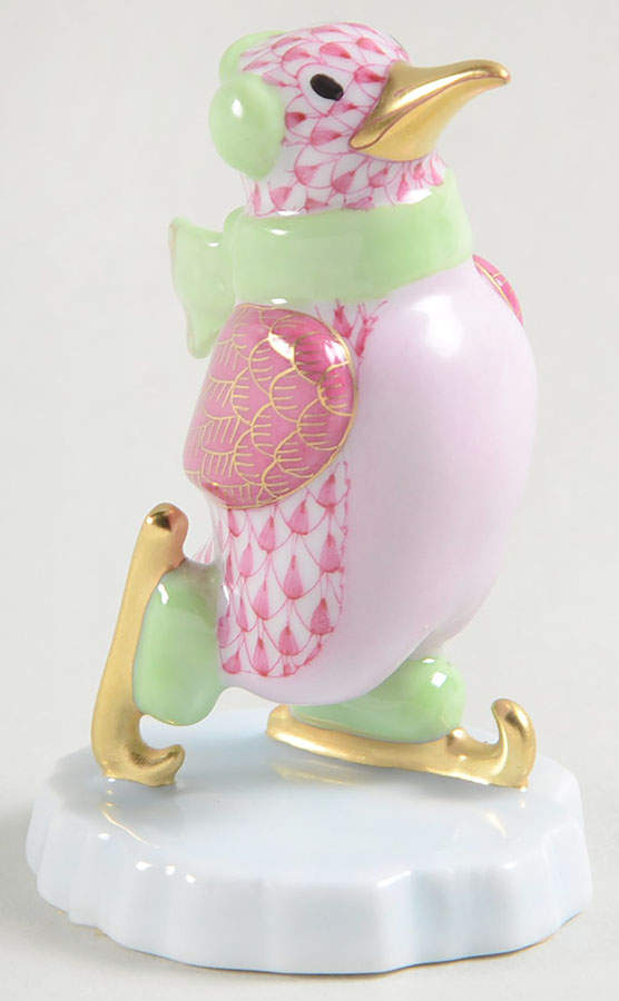 Waterfowl Ice Skating Penguin-Raspberry - No Box by Herend-1