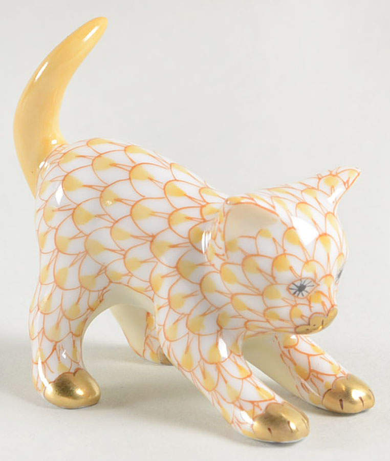 Cats Stretching Kitty-Butterscotch - No Box by Herend-1