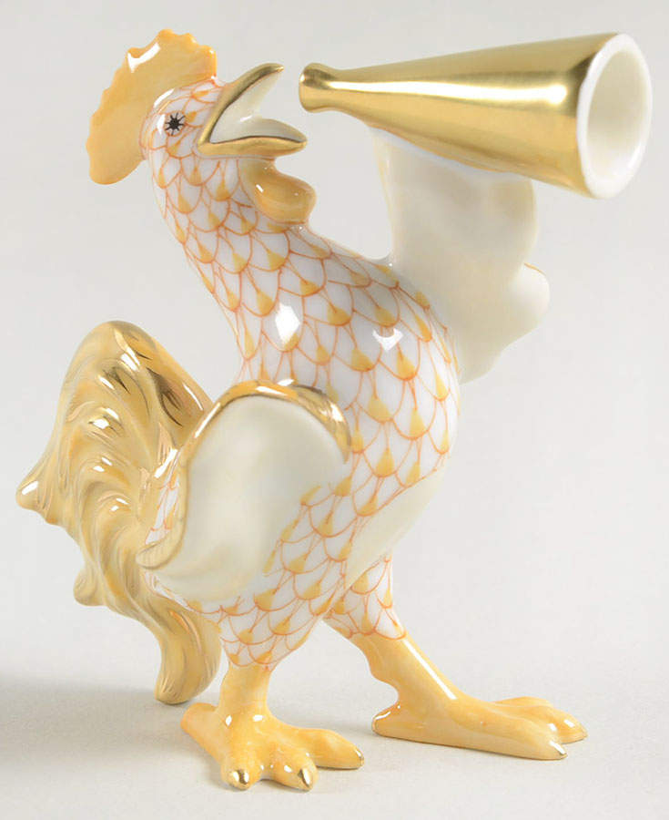 Roosters Crowing Rooster-Butterscotch - No Box by Herend-1