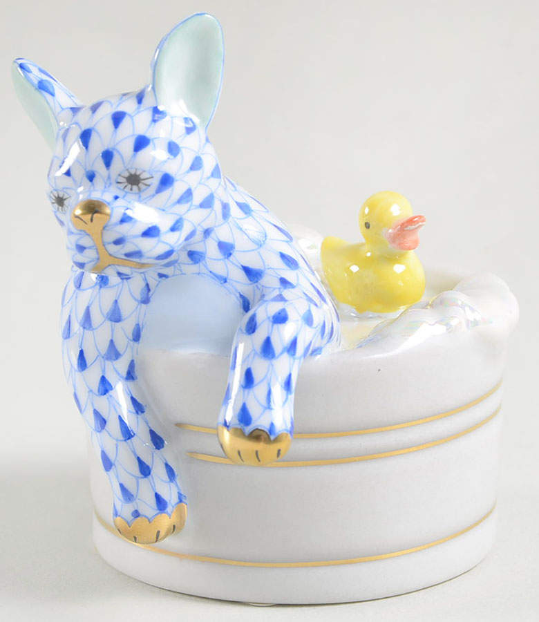 Dogs Squeaky Clean-Sapphire - No Box by Herend-1