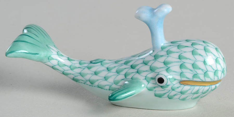 Sea Marine Animals Baby Whale W/Spout-Green - No Box by Herend-1