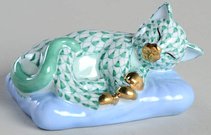 Cats Sweet Dreams-Green - No Box by Herend-1