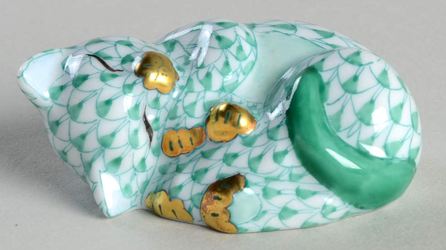 Cats Cat Nap-Green - No Box by Herend-1