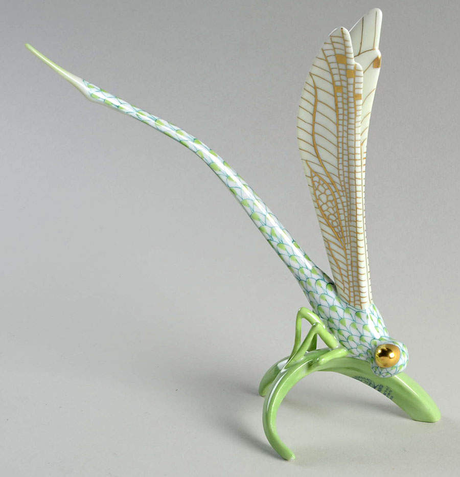 Bugs & Friends Dragonfly On Grass-Key Lime - No Box by Herend-1