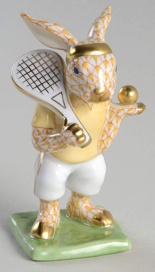 Rabbits-Bunnies (Sports) Tennis Bunny-Butterscotch - No Box by Herend-1